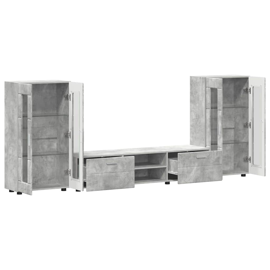 TV Cabinet Set FLORIN 3 pcs Concrete Grey Engineered Wood