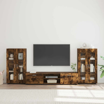 TV Cabinet Set FLORIN 3 pcs Smoked Oak Engineered Wood