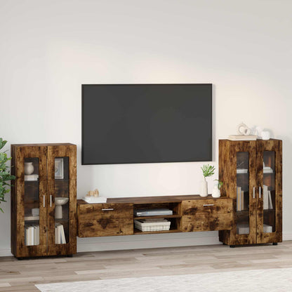 TV Cabinet Set FLORIN 3 pcs Smoked Oak Engineered Wood