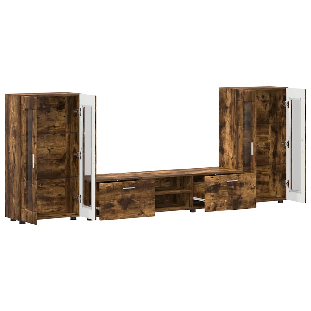 TV Cabinet Set FLORIN 3 pcs Smoked Oak Engineered Wood