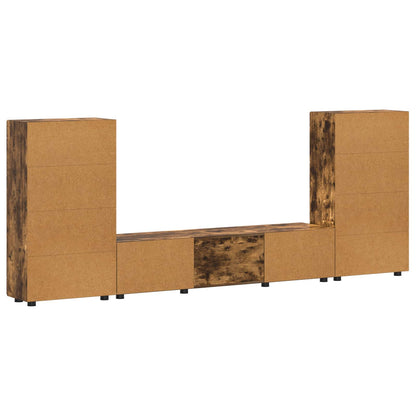 TV Cabinet Set FLORIN 3 pcs Smoked Oak Engineered Wood