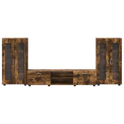 TV Cabinet Set FLORIN 3 pcs Smoked Oak Engineered Wood