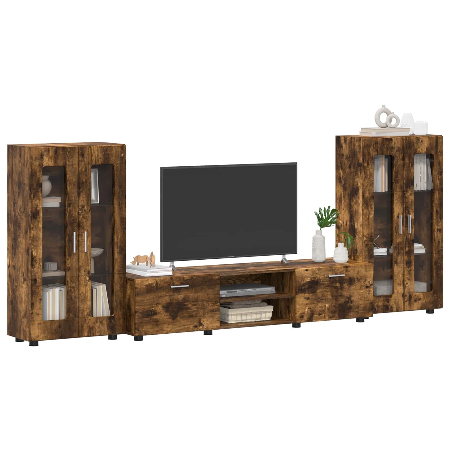 TV Cabinet Set FLORIN 3 pcs Smoked Oak Engineered Wood