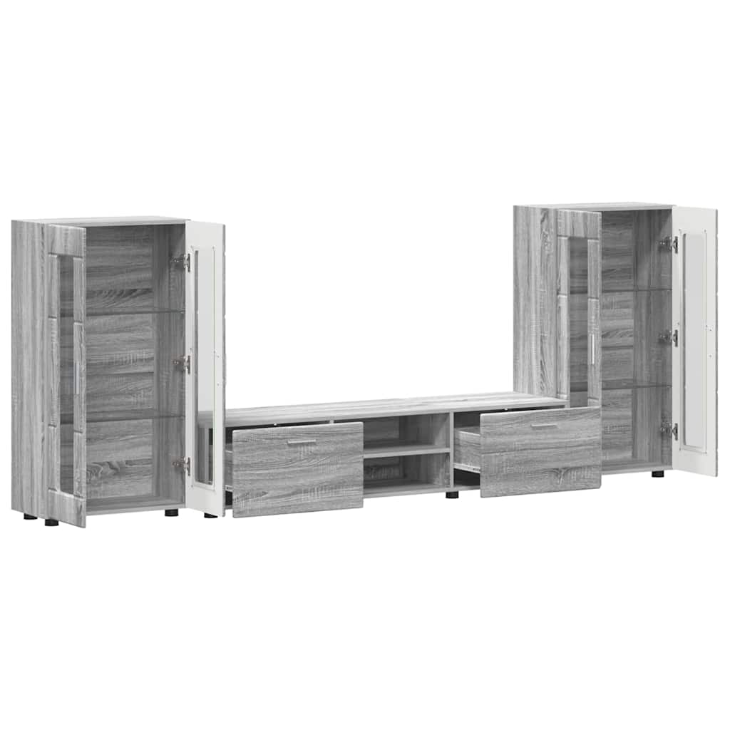 TV Cabinet Set FLORIN 3 pcs Grey Sonoma Engineered Wood