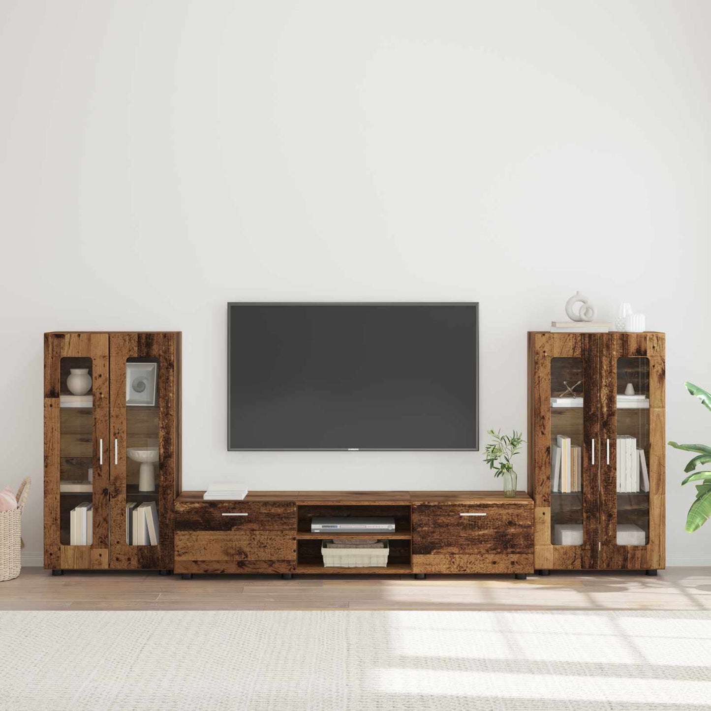 TV Cabinet Set with Shelf FLORIN 3 pcs Old Wood Engineered Wood