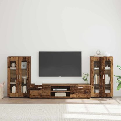 TV Cabinet Set with Shelf FLORIN 3 pcs Old Wood Engineered Wood