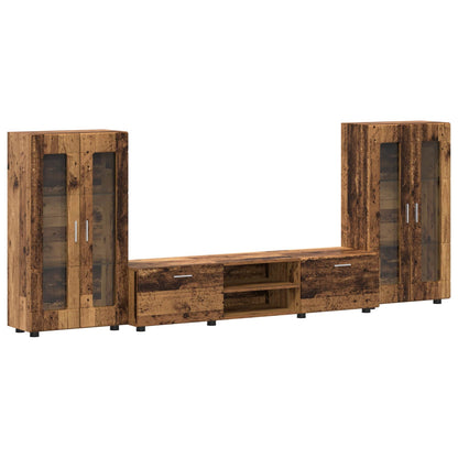 TV Cabinet Set with Shelf FLORIN 3 pcs Old Wood Engineered Wood