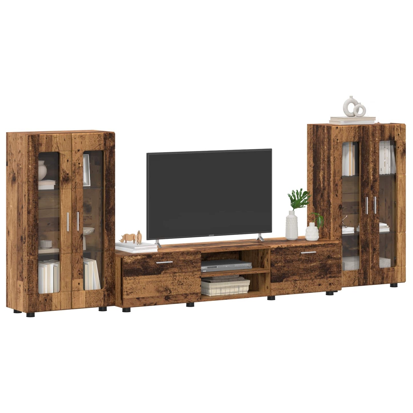 TV Cabinet Set with Shelf FLORIN 3 pcs Old Wood Engineered Wood