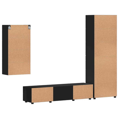 TV Cabinet Set with Drawer FLORIN 3 pcs Black Engineered Wood