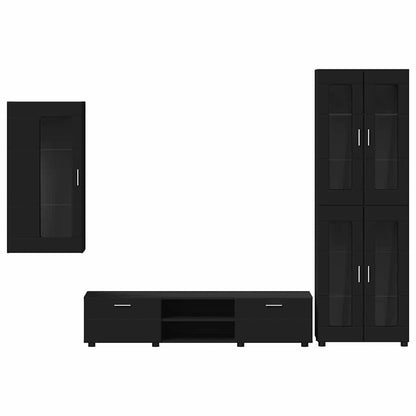TV Cabinet Set with Drawer FLORIN 3 pcs Black Engineered Wood