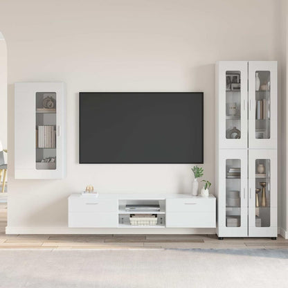 TV Cabinet Set FLORIN 3 pcs High Gloss White Engineered Wood