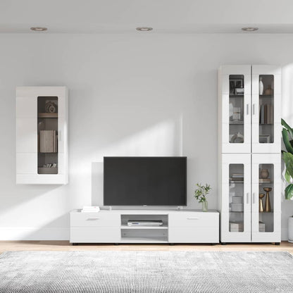 TV Cabinet Set FLORIN 3 pcs High Gloss White Engineered Wood