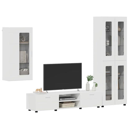 TV Cabinet Set FLORIN 3 pcs High Gloss White Engineered Wood