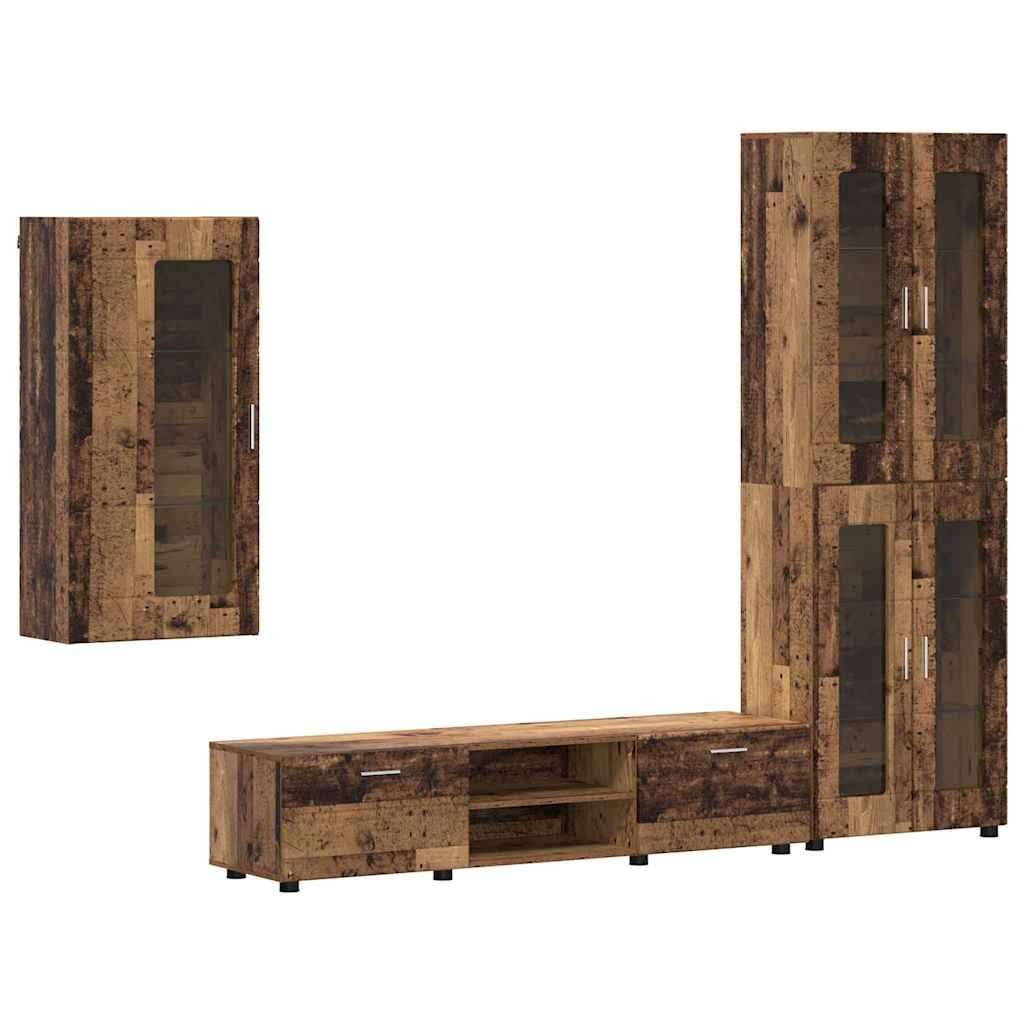 TV Cabinet Set with Shelf FLORIN 3 pcs Old Wood Engineered Wood