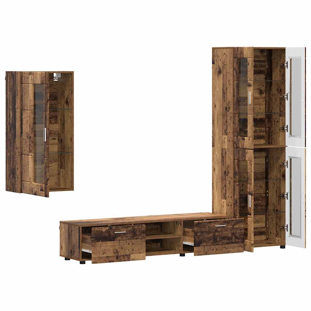 TV Cabinet Set with Shelf FLORIN 3 pcs Old Wood Engineered Wood