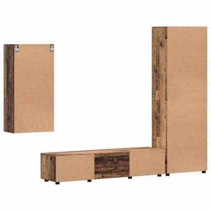 TV Cabinet Set with Shelf FLORIN 3 pcs Old Wood Engineered Wood