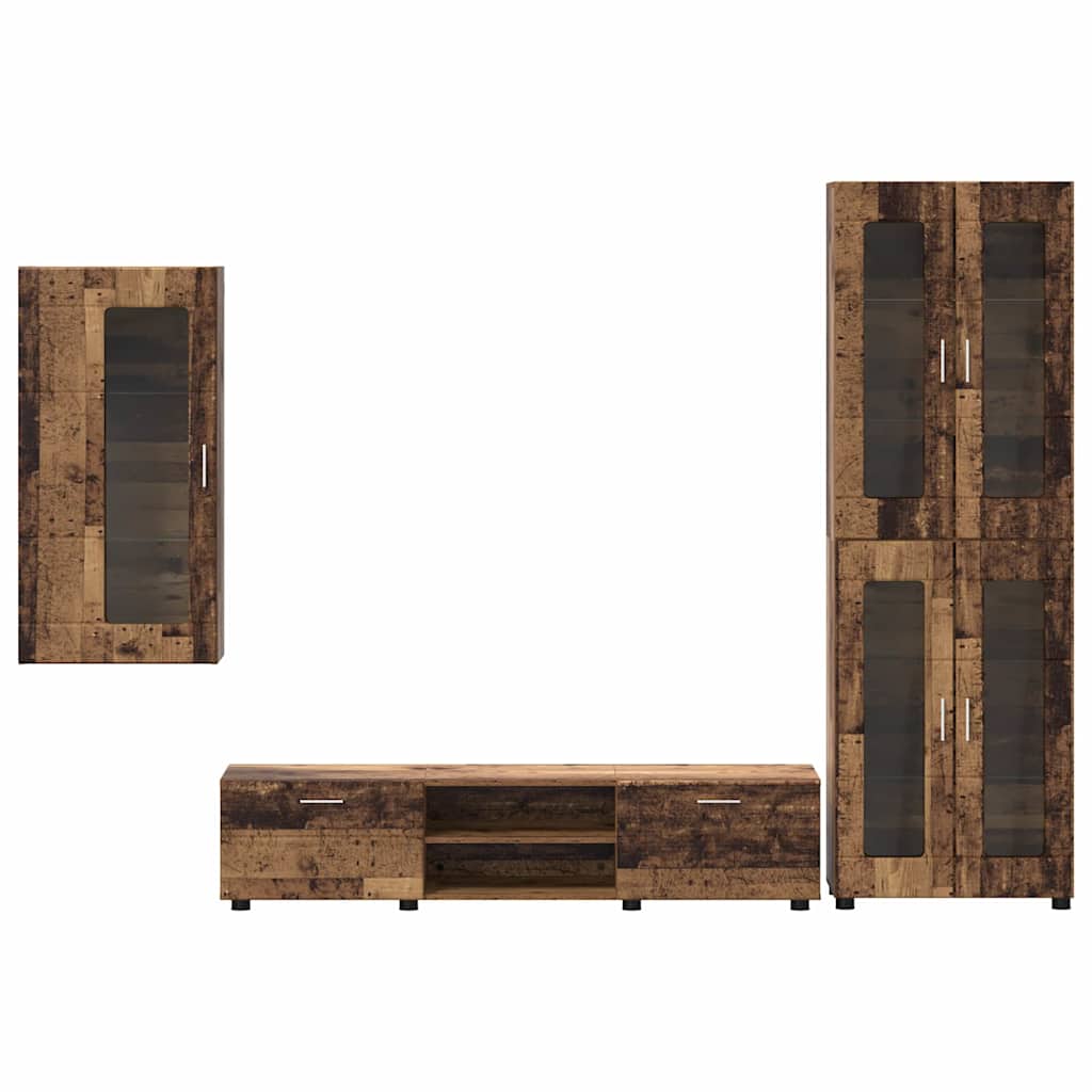 TV Cabinet Set with Shelf FLORIN 3 pcs Old Wood Engineered Wood