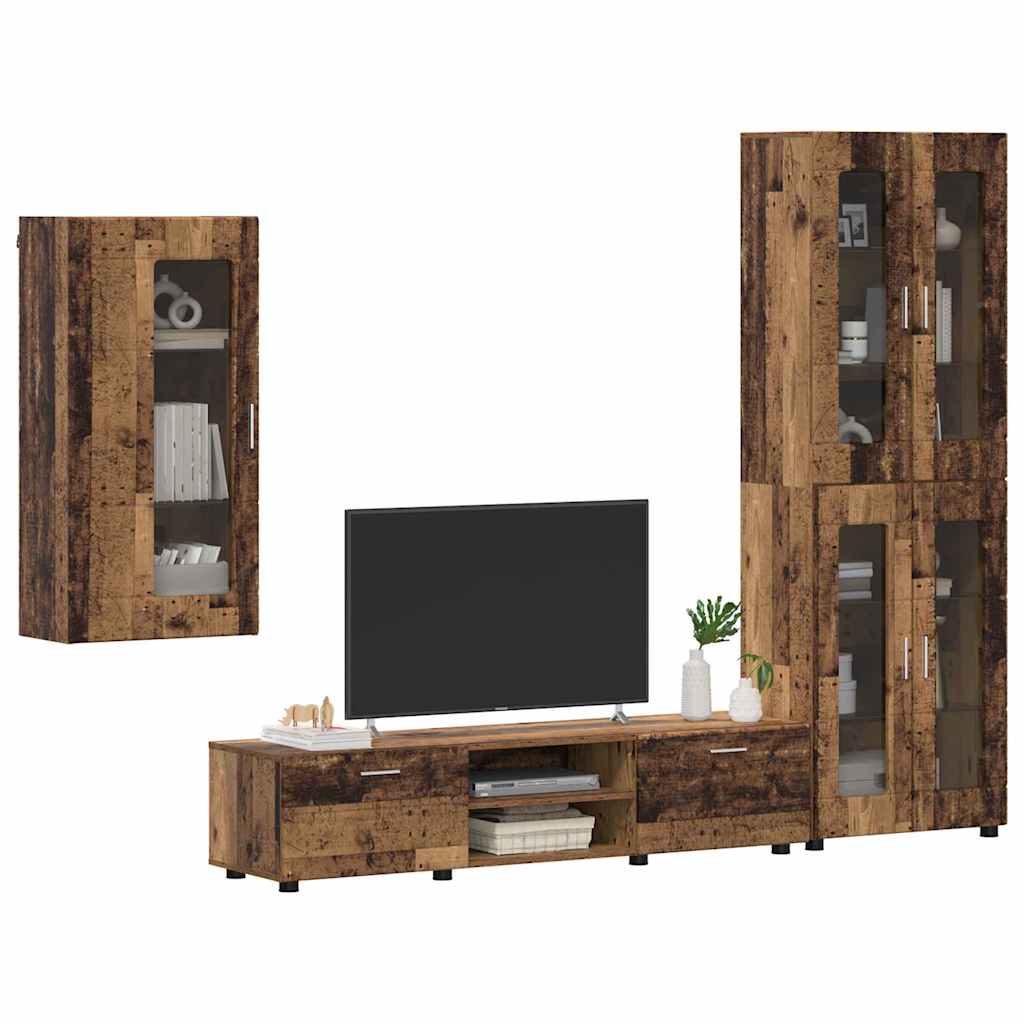 TV Cabinet Set with Shelf FLORIN 3 pcs Old Wood Engineered Wood