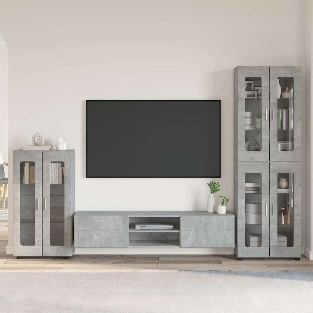 TV Cabinet Set FLORIN 3 pcs Concrete Grey Engineered Wood