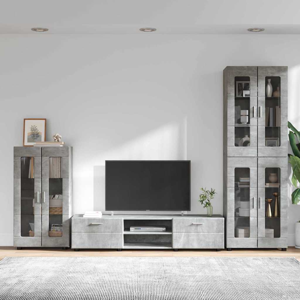 TV Cabinet Set FLORIN 3 pcs Concrete Grey Engineered Wood