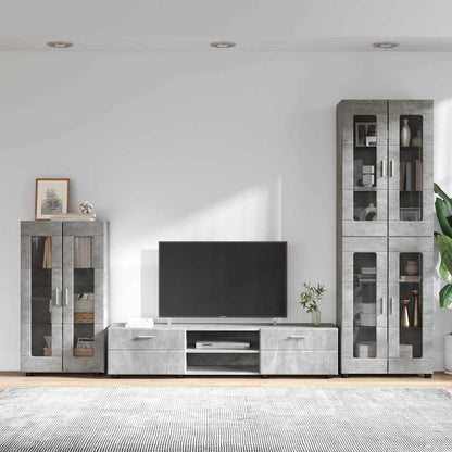 TV Cabinet Set FLORIN 3 pcs Concrete Grey Engineered Wood
