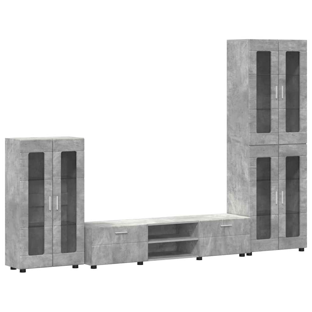 TV Cabinet Set FLORIN 3 pcs Concrete Grey Engineered Wood