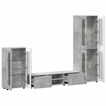 TV Cabinet Set FLORIN 3 pcs Concrete Grey Engineered Wood