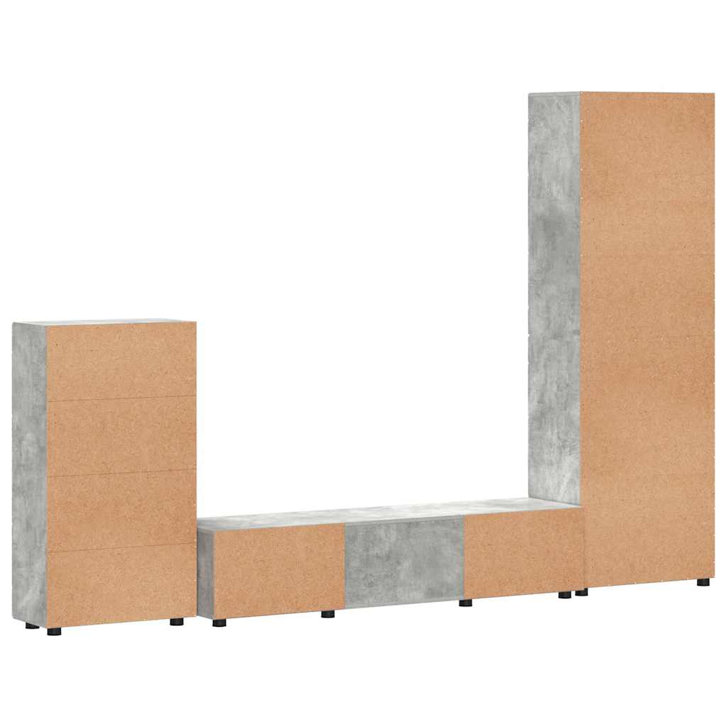 TV Cabinet Set FLORIN 3 pcs Concrete Grey Engineered Wood