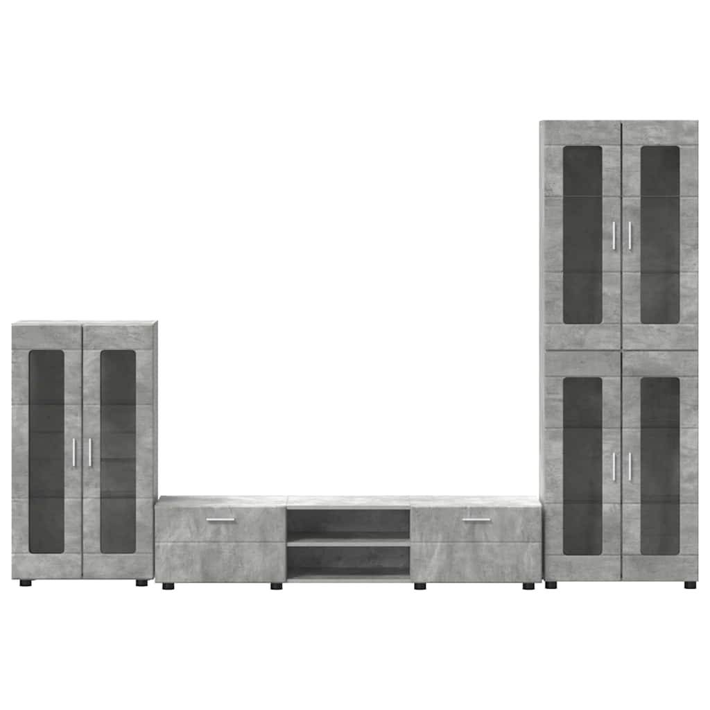 TV Cabinet Set FLORIN 3 pcs Concrete Grey Engineered Wood