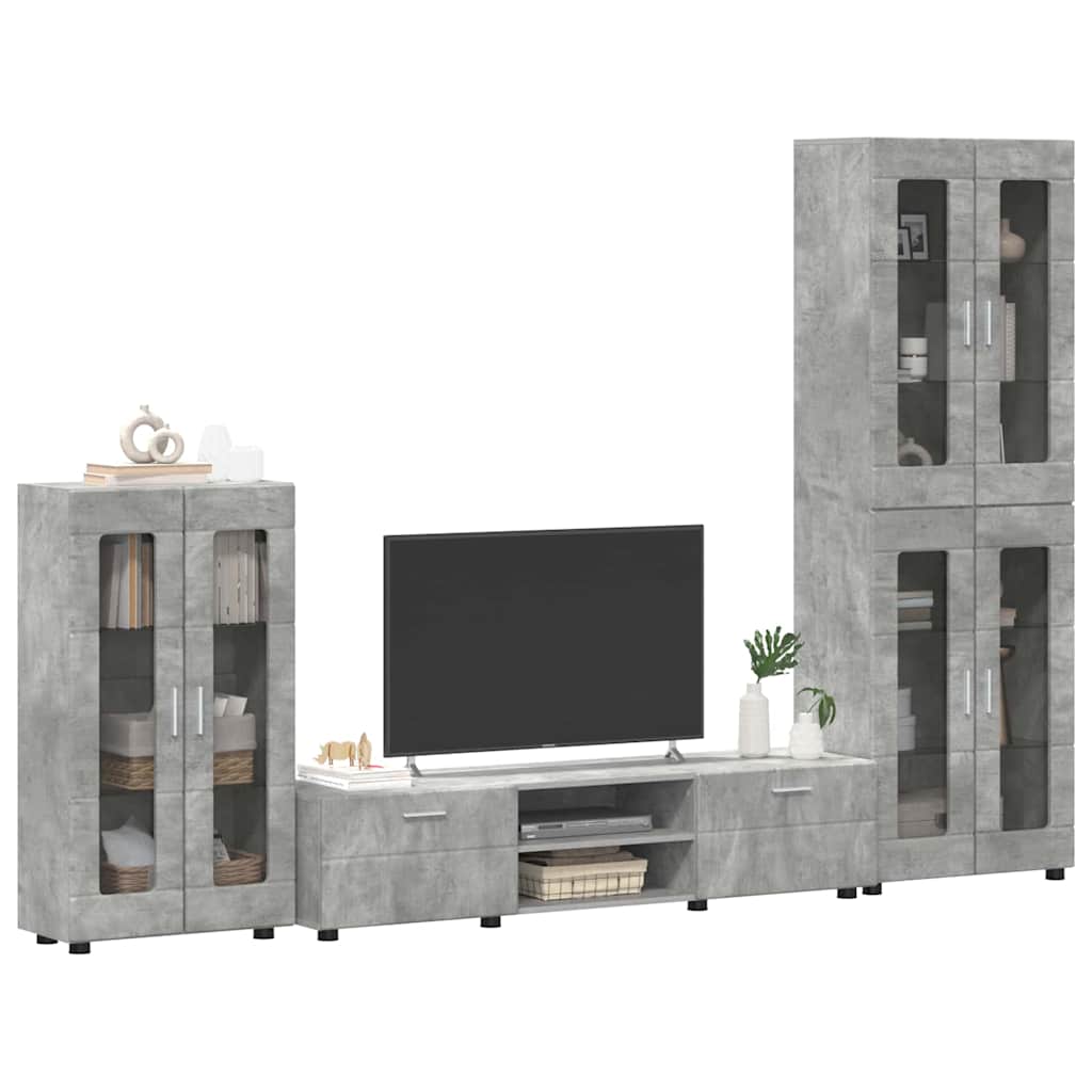 TV Cabinet Set FLORIN 3 pcs Concrete Grey Engineered Wood