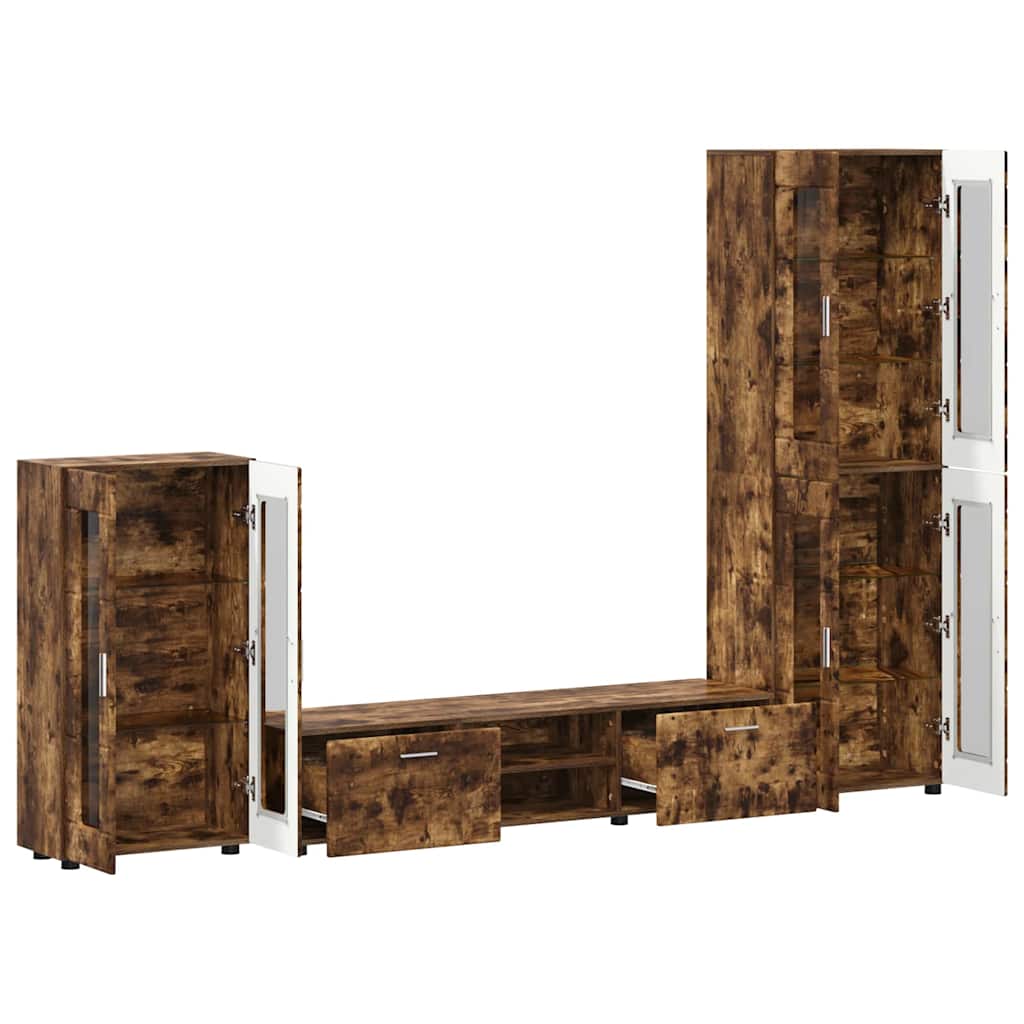 TV Cabinet Set FLORIN 3 pcs Smoked Oak Engineered Wood