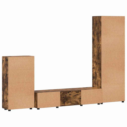 TV Cabinet Set FLORIN 3 pcs Smoked Oak Engineered Wood