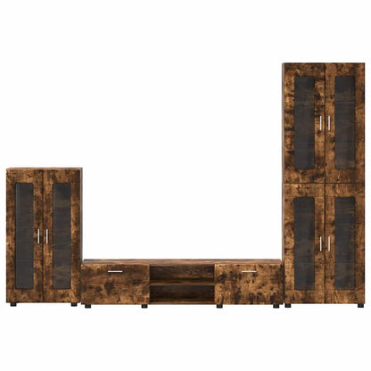 TV Cabinet Set FLORIN 3 pcs Smoked Oak Engineered Wood