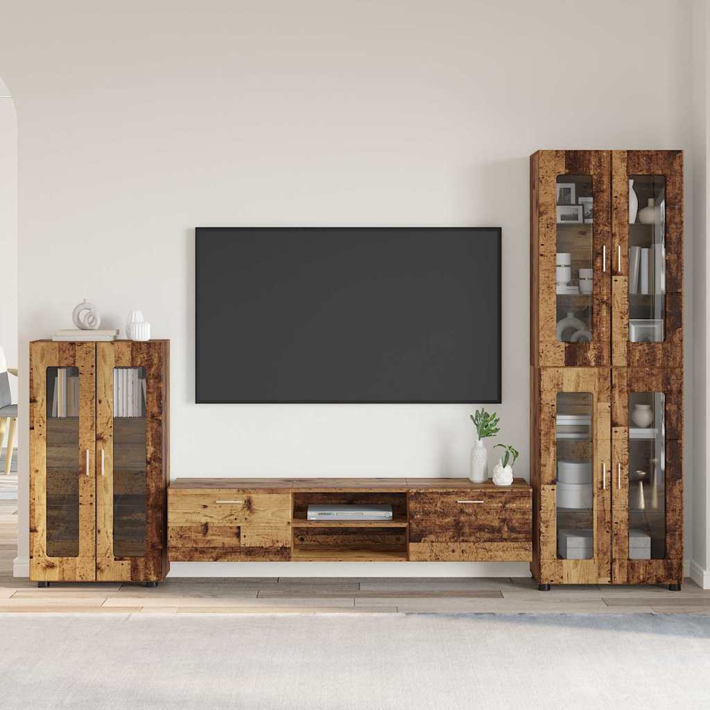 TV Cabinet Set with Shelf FLORIN 3 pcs Old Wood Engineered Wood