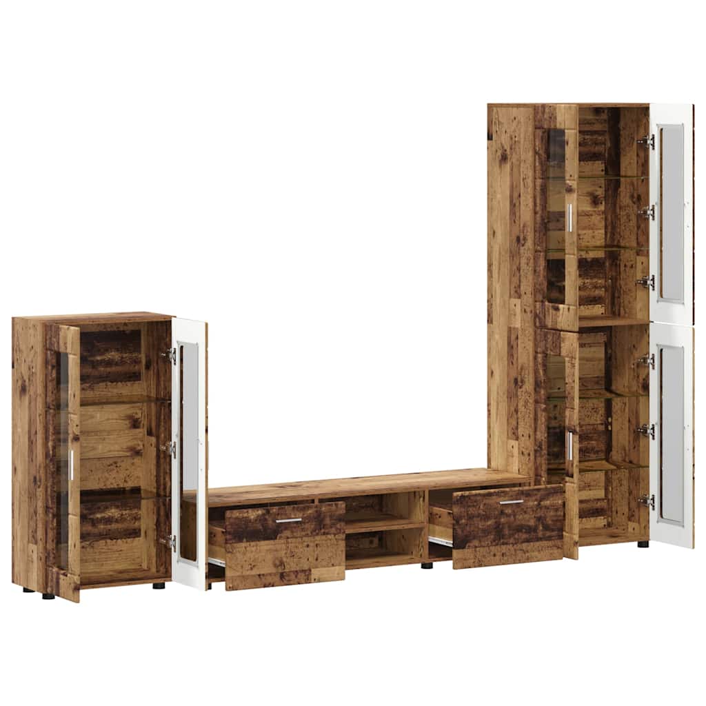 TV Cabinet Set with Shelf FLORIN 3 pcs Old Wood Engineered Wood