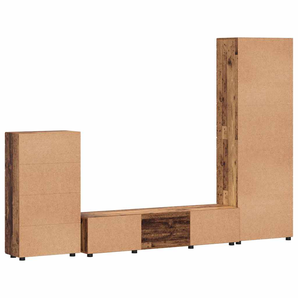 TV Cabinet Set with Shelf FLORIN 3 pcs Old Wood Engineered Wood