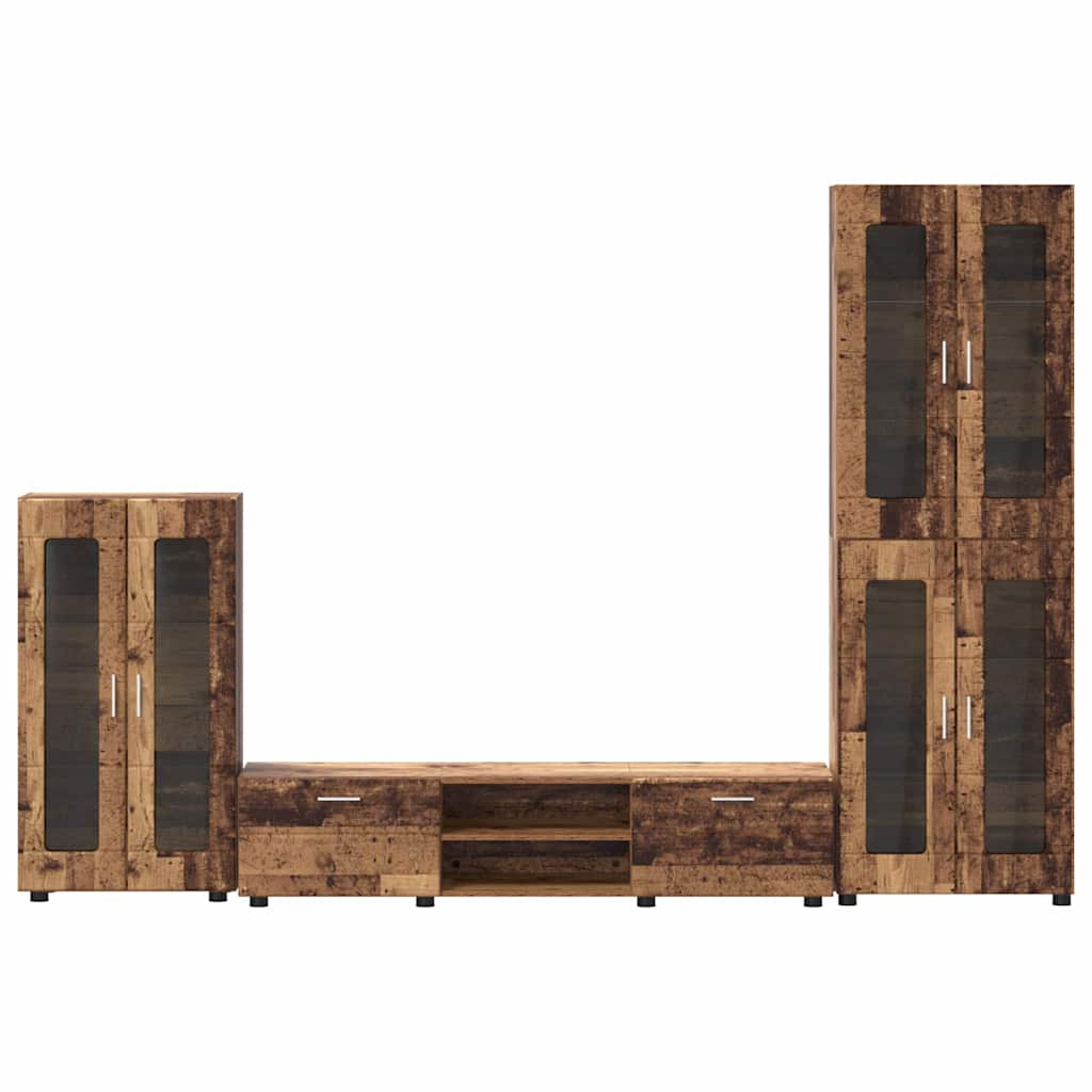 TV Cabinet Set with Shelf FLORIN 3 pcs Old Wood Engineered Wood