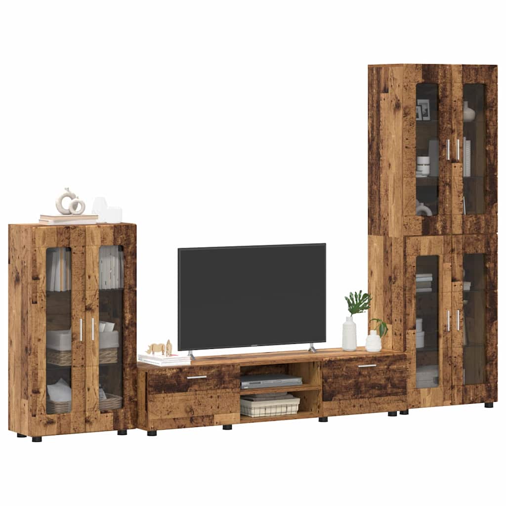 TV Cabinet Set with Shelf FLORIN 3 pcs Old Wood Engineered Wood