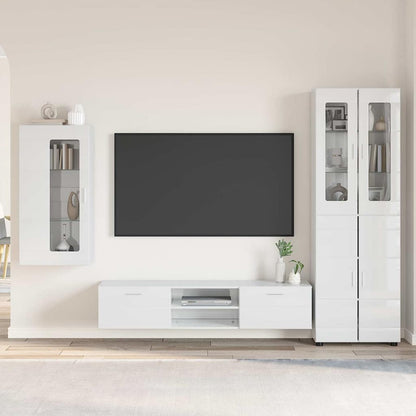 TV Cabinet Set FLORIN 3 pcs High Gloss White Engineered Wood