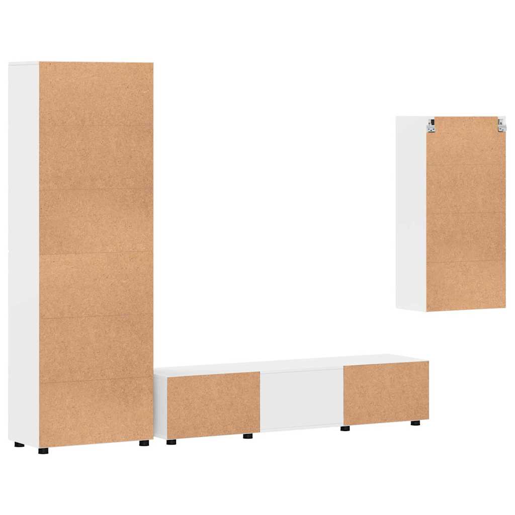 TV Cabinet Set FLORIN 3 pcs High Gloss White Engineered Wood