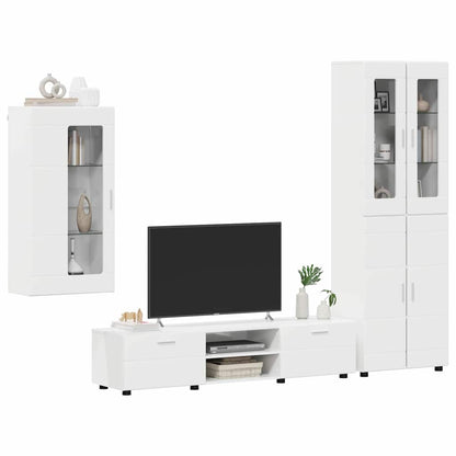TV Cabinet Set FLORIN 3 pcs High Gloss White Engineered Wood