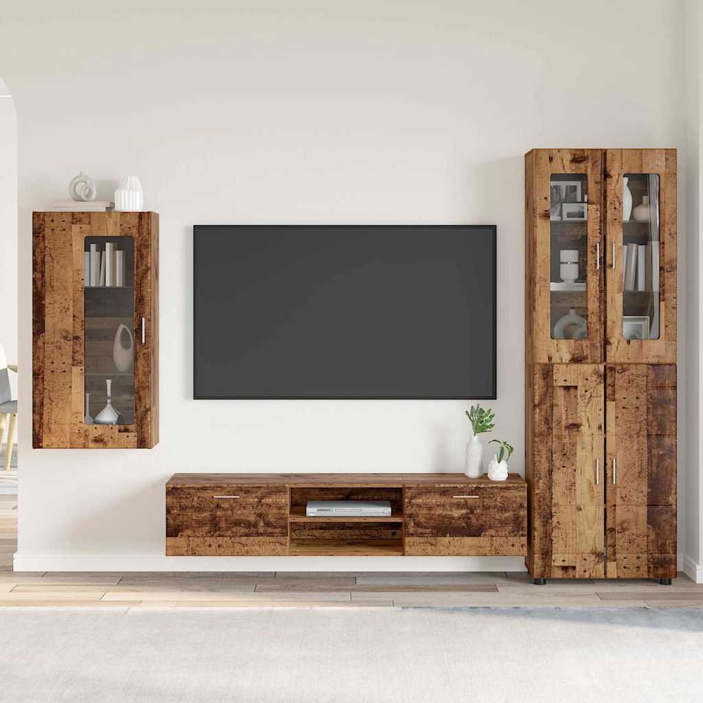TV Cabinet Set with Shelf FLORIN 3 pcs Old Wood Engineered Wood