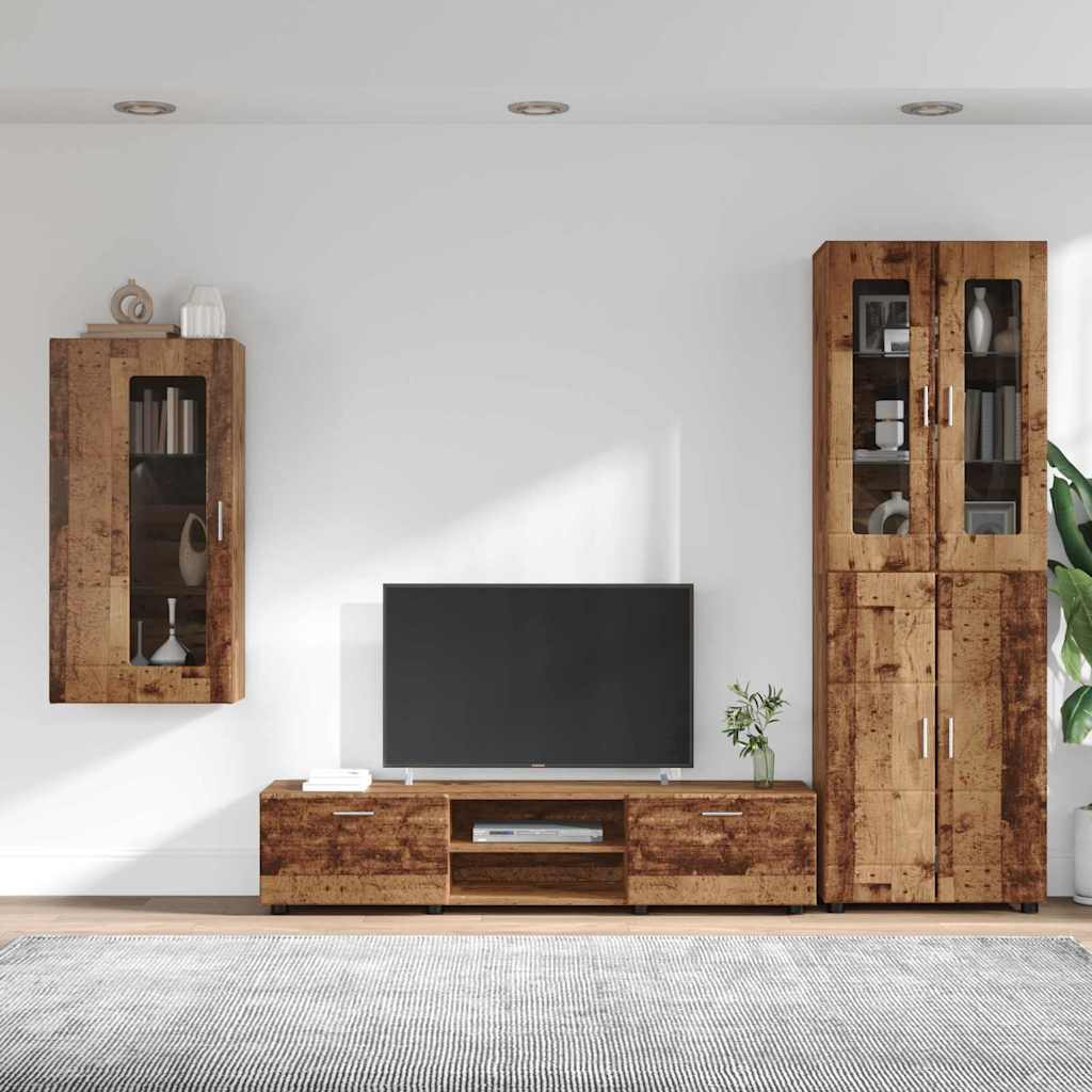 TV Cabinet Set with Shelf FLORIN 3 pcs Old Wood Engineered Wood