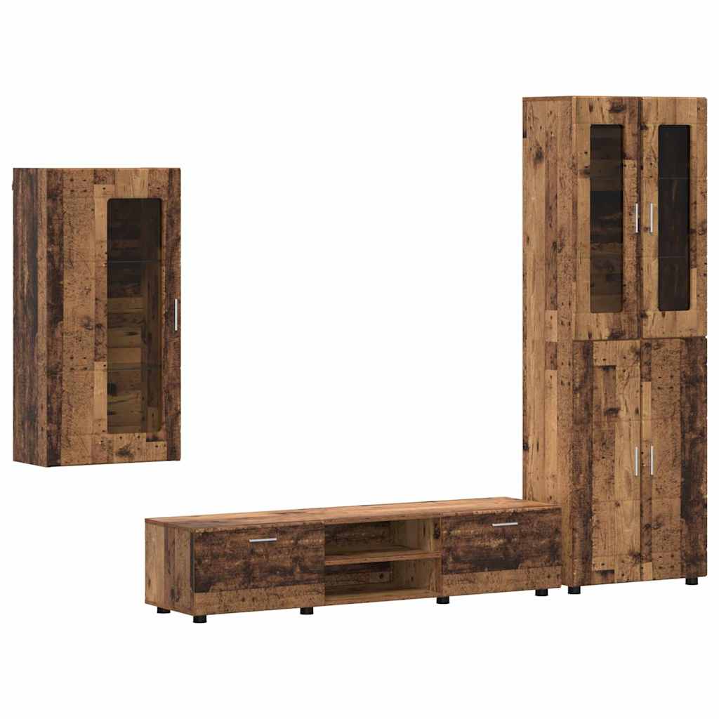 TV Cabinet Set with Shelf FLORIN 3 pcs Old Wood Engineered Wood