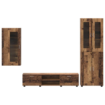 TV Cabinet Set with Shelf FLORIN 3 pcs Old Wood Engineered Wood