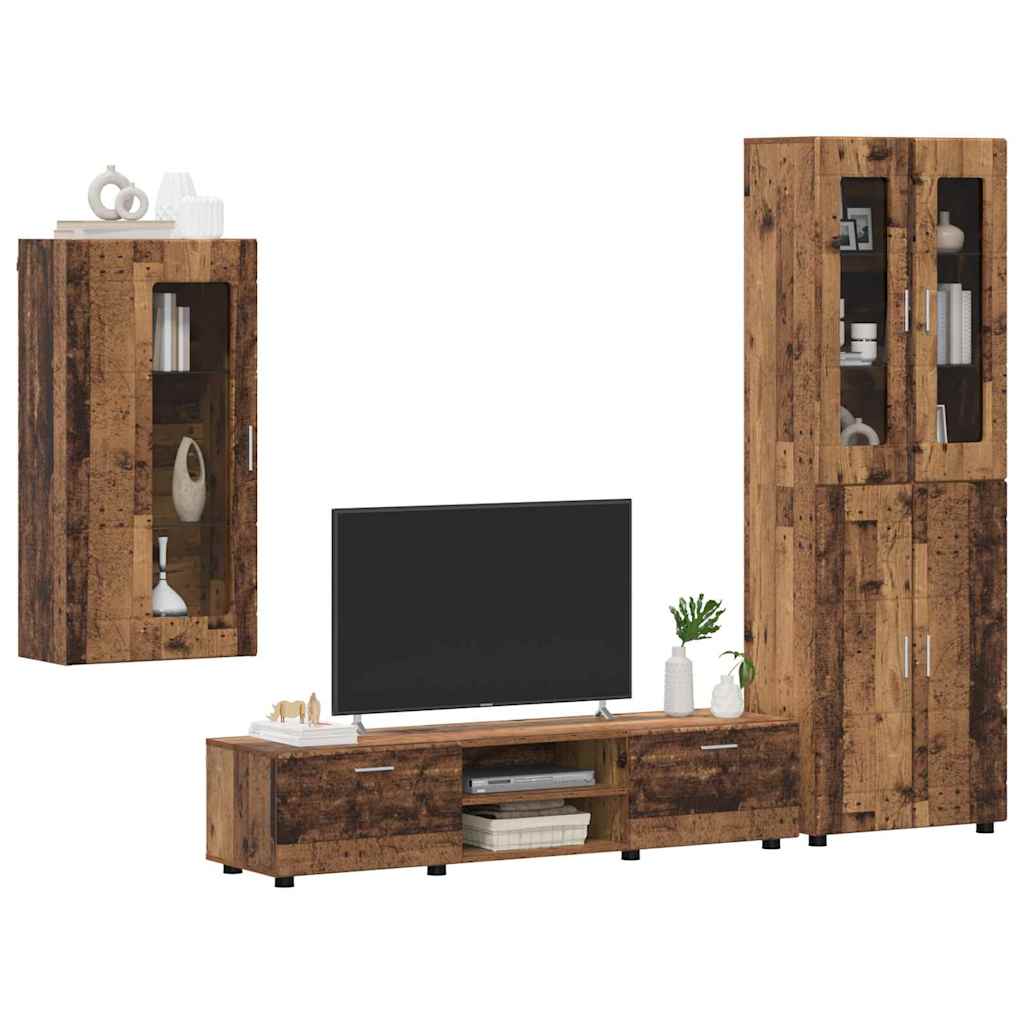 TV Cabinet Set with Shelf FLORIN 3 pcs Old Wood Engineered Wood