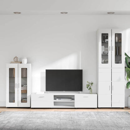 TV Cabinet Set with Drawer FLORIN 3 pcs White Engineered Wood