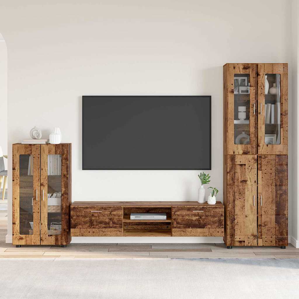 TV Cabinet Set with Shelf FLORIN 3 pcs Old Wood Engineered Wood