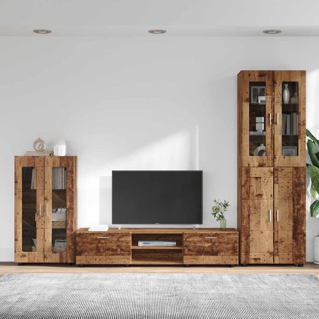 TV Cabinet Set with Shelf FLORIN 3 pcs Old Wood Engineered Wood