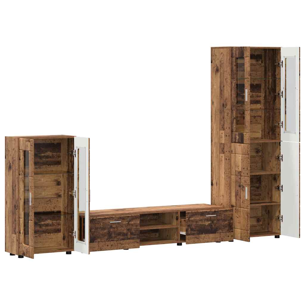 TV Cabinet Set with Shelf FLORIN 3 pcs Old Wood Engineered Wood